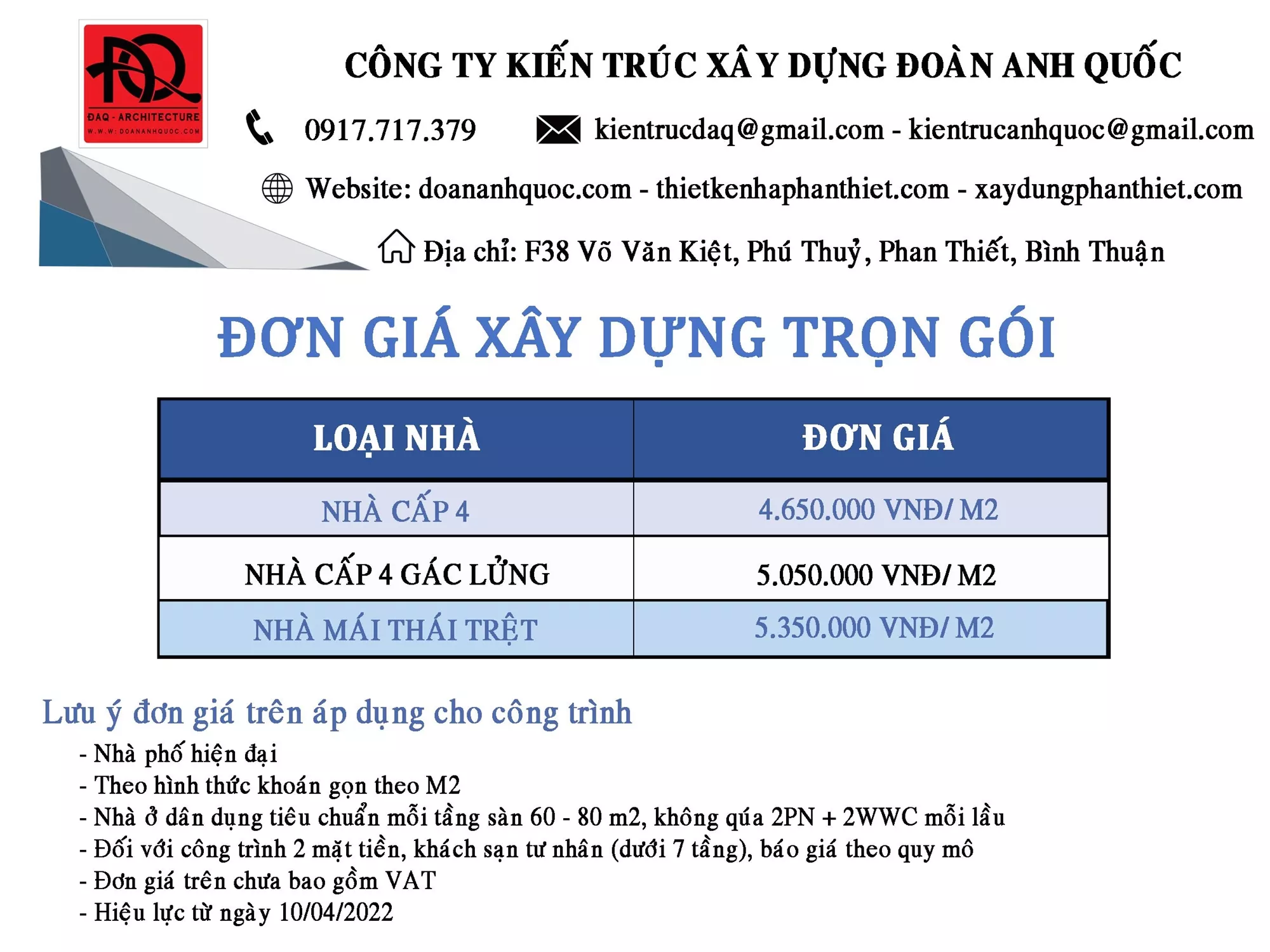 giá xây nhà trọn gói 2022 mới nhất